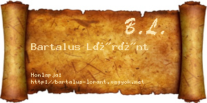 Bartalus Lóránt névjegykártya